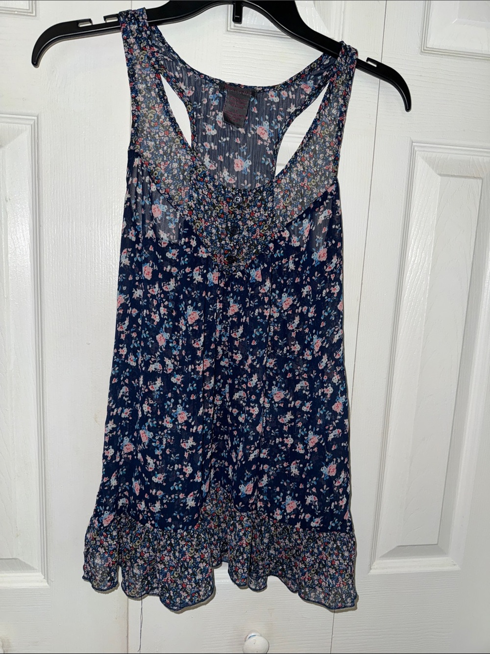 Fire Los Angeles Navy Floral Racerback Camisole with Pink Flowers